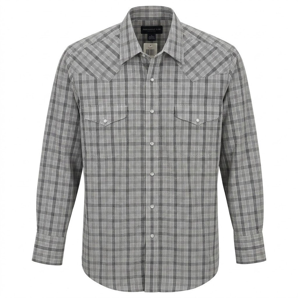 NEW Panhandle Slim‎ Men's SMALL Black Plaid Western Pearl Snap Shirt